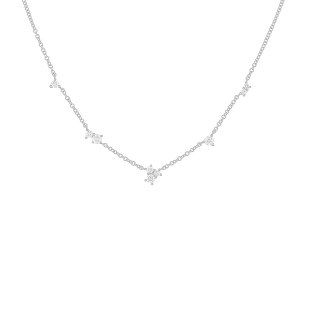 EF Collection Cluster Necklace - White Gold - Necklaces - Broken English Jewelry front view