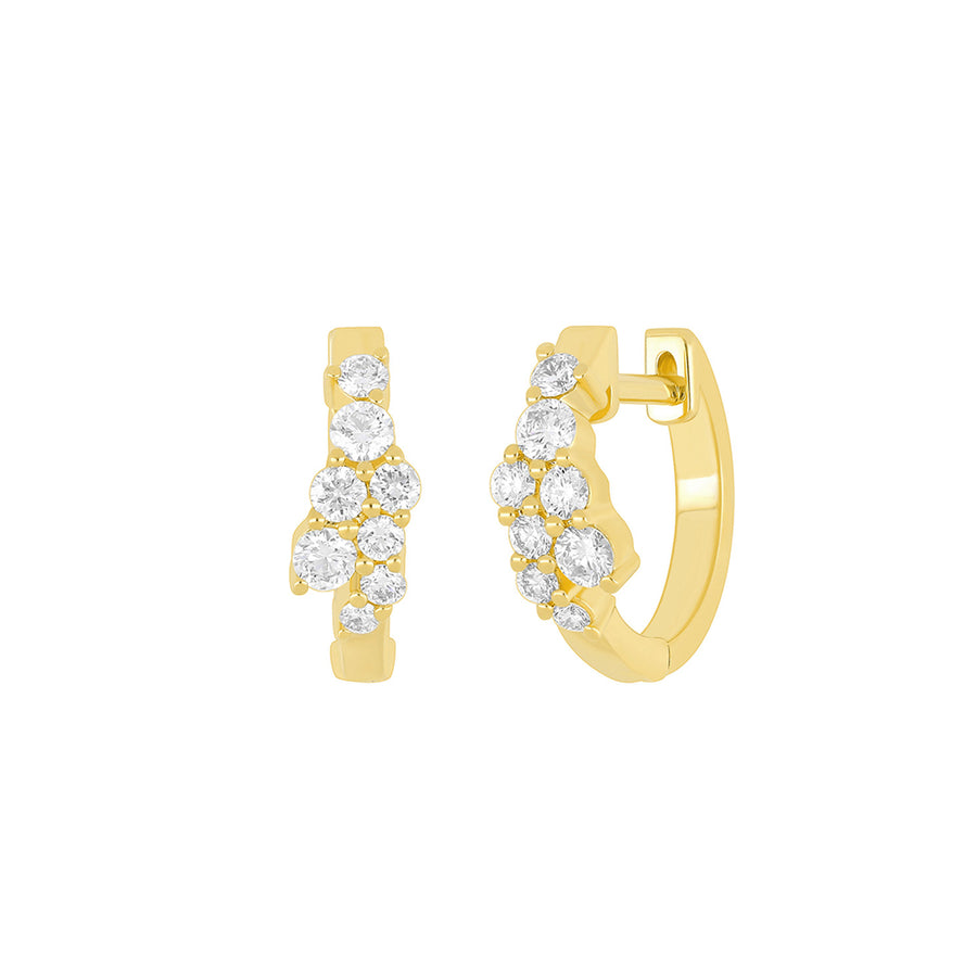 EF Collection Cluster Mini Huggie Earrings - Earrings - Broken English Jewelry front and angled view