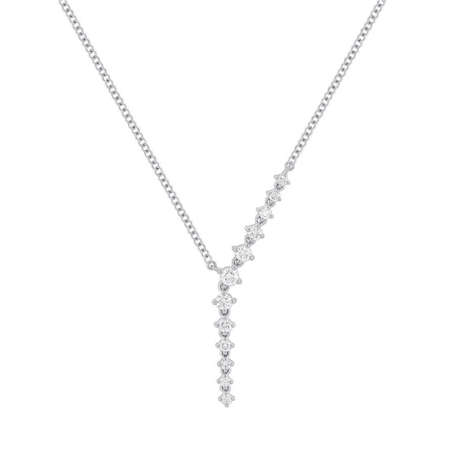 EF Collection Waterfall Necklace - White Gold - Necklaces - Broken English Jewelry front view