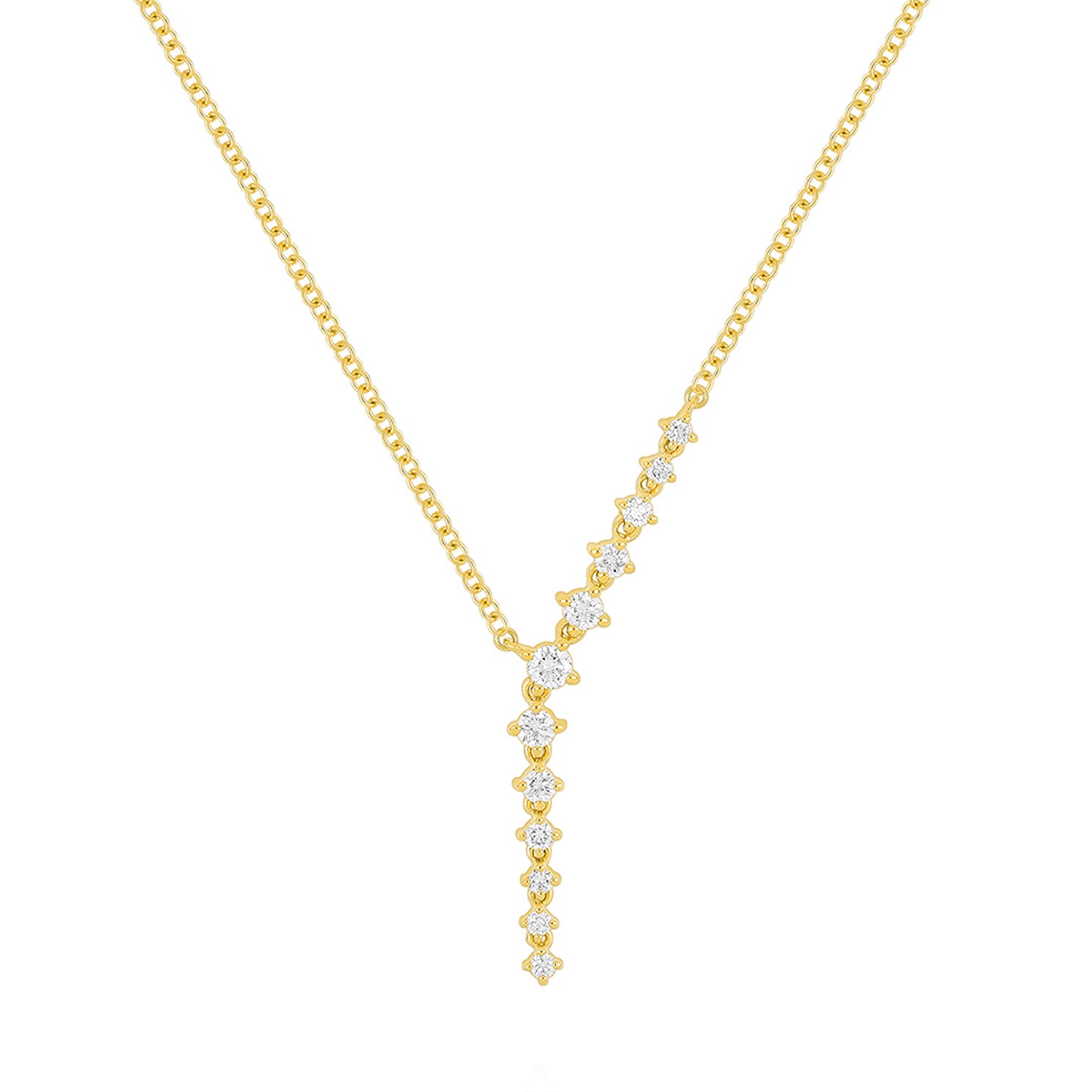 EF Collection Waterfall Necklace - Yellow Gold - Necklaces - Broken English Jewelry front view