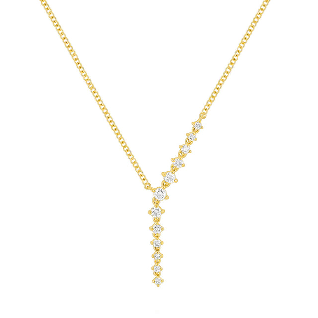 EF Collection Waterfall Necklace - Yellow Gold - Necklaces - Broken English Jewelry front view