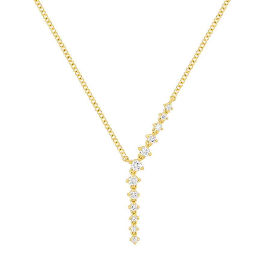 EF Collection Waterfall Necklace - Yellow Gold - Necklaces - Broken English Jewelry front view