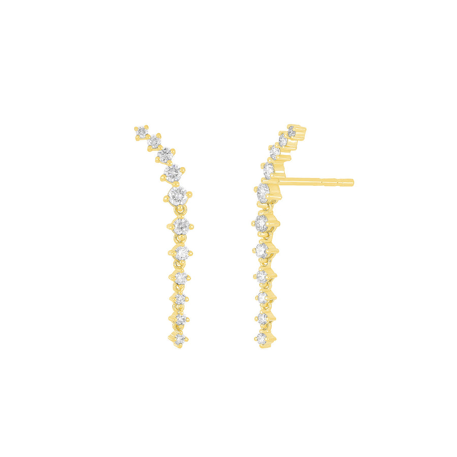 EF Collection Waterfall Earrings - Yellow Gold - Earrings - Broken English Jewelry front and angled view