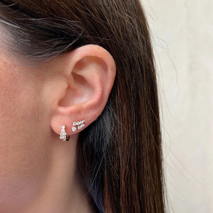 EF Collection Cluster Dangle Stud Earring - Left - Earrings - Broken English Jewelry model view