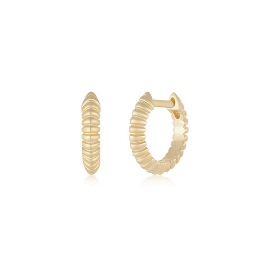 Gold Fluted Knife Edge Mini Huggies (PAIR) - Main Img