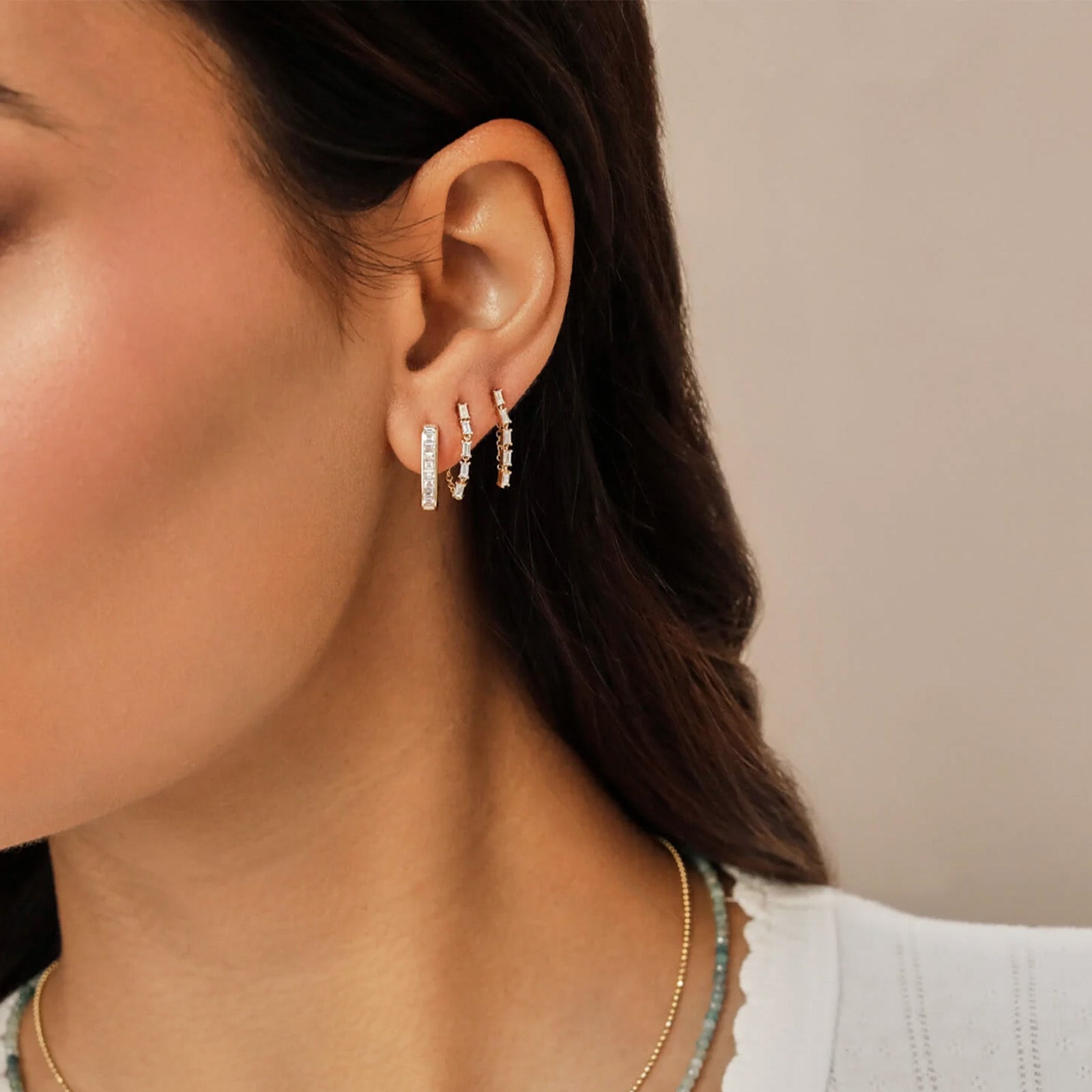 EF Collection Jumbo Lola Hoop Earrings- Yellow Gold - Earrings - Broken English Jewelry on model