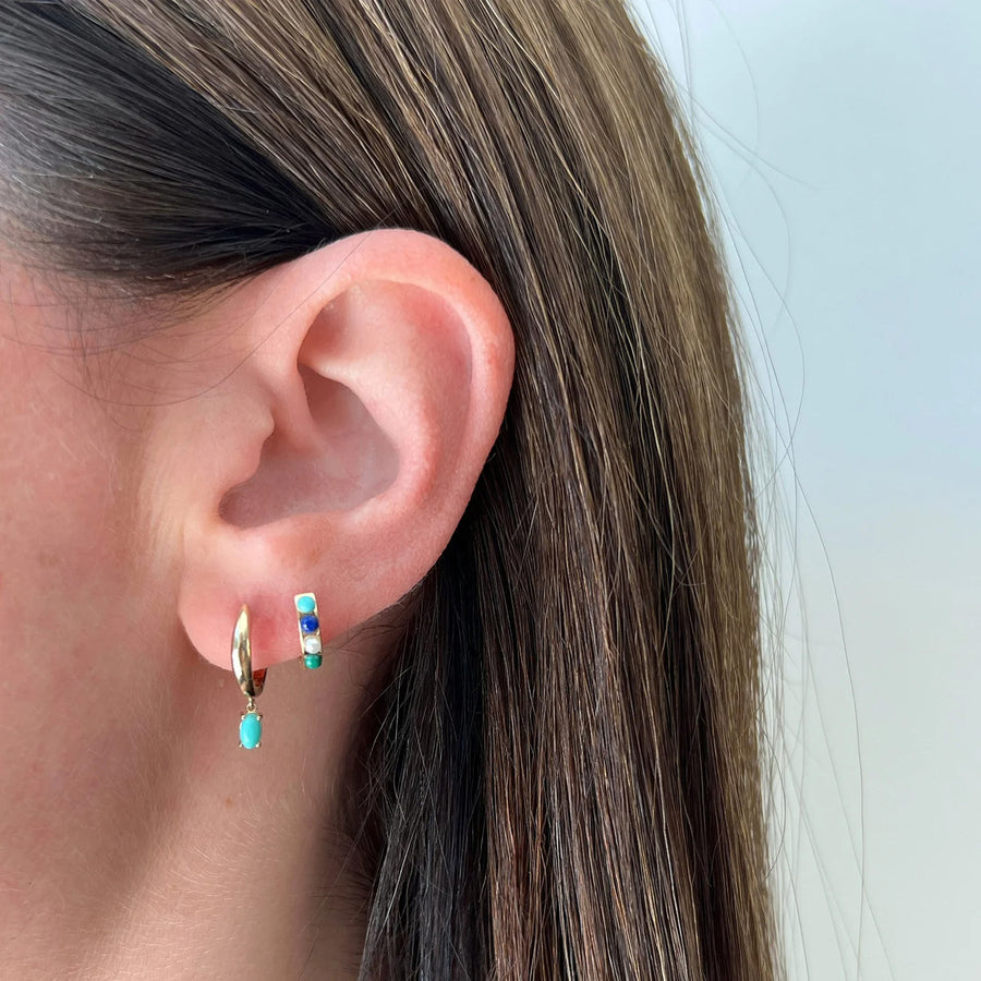 EF Collection Seaside Stone Mini Huggie Earrings - Earrings - Broken English Jewelry on model