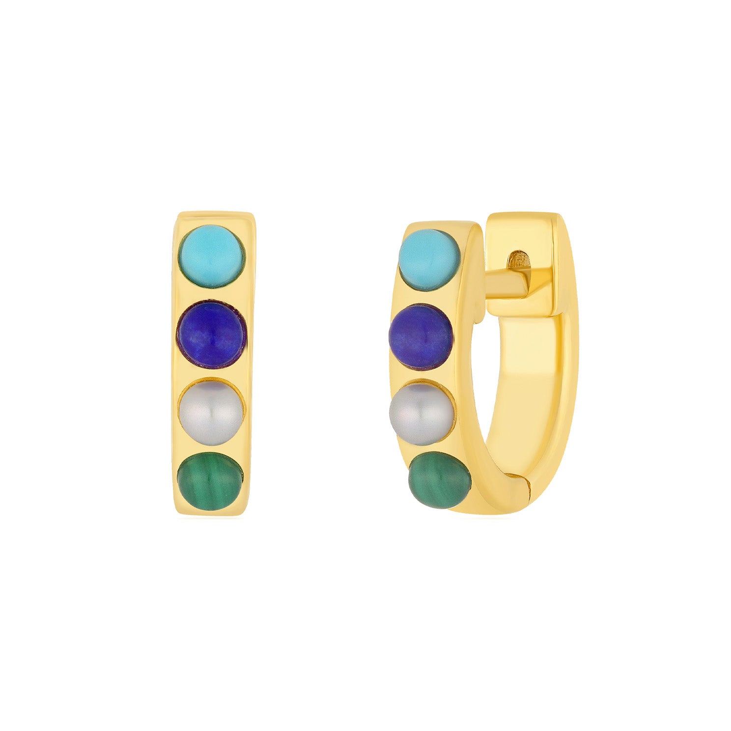 EF Collection Seaside Stone Mini Huggie Earrings - Earrings - Broken English Jewelry