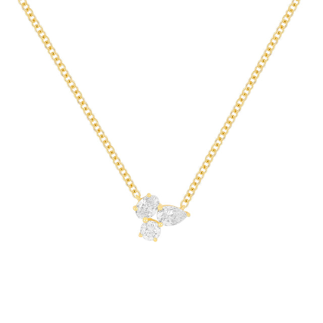 EF Collection Triple Diamond Cluster Necklace - Necklaces - Broken English Jewelry