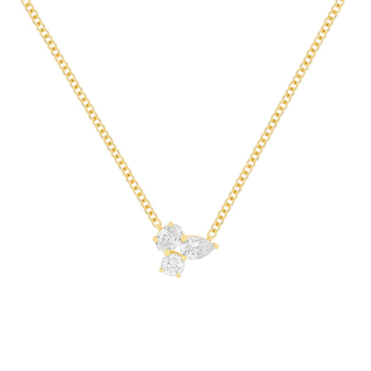Triple Diamond Cluster Necklace - Main Img