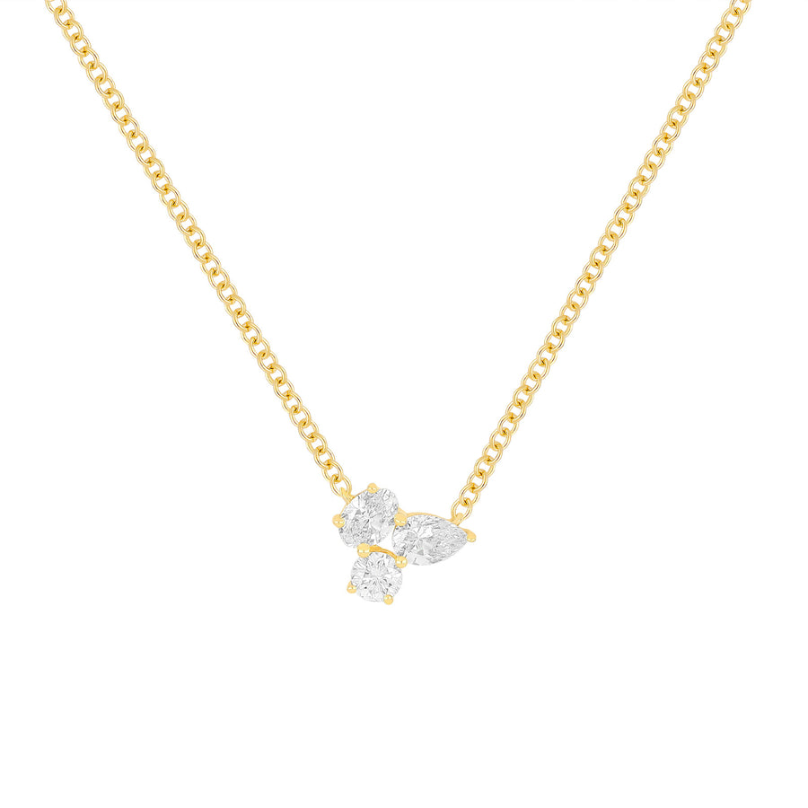 EF Collection Triple Diamond Cluster Necklace - Necklaces - Broken English Jewelry