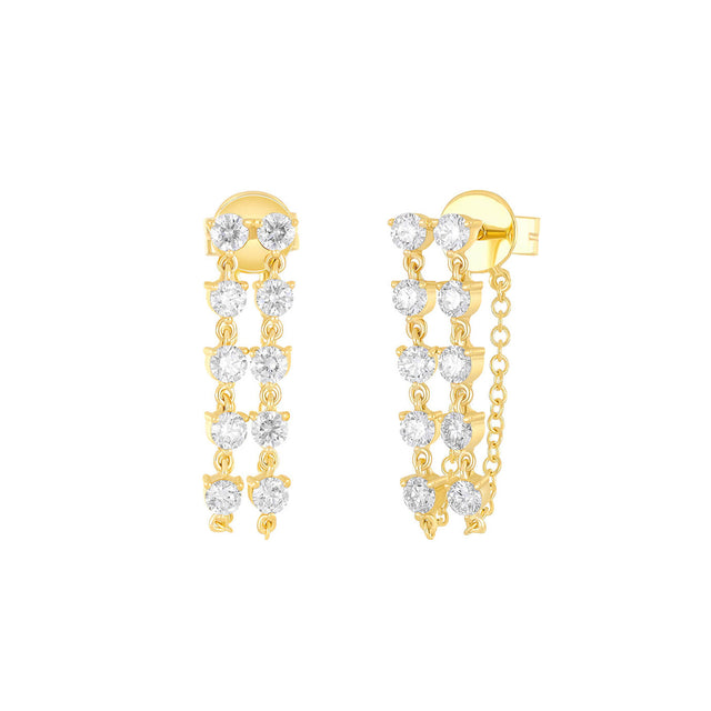 EF Collection Double Chain Stud Earrings - Earrings - Broken English Jewelry