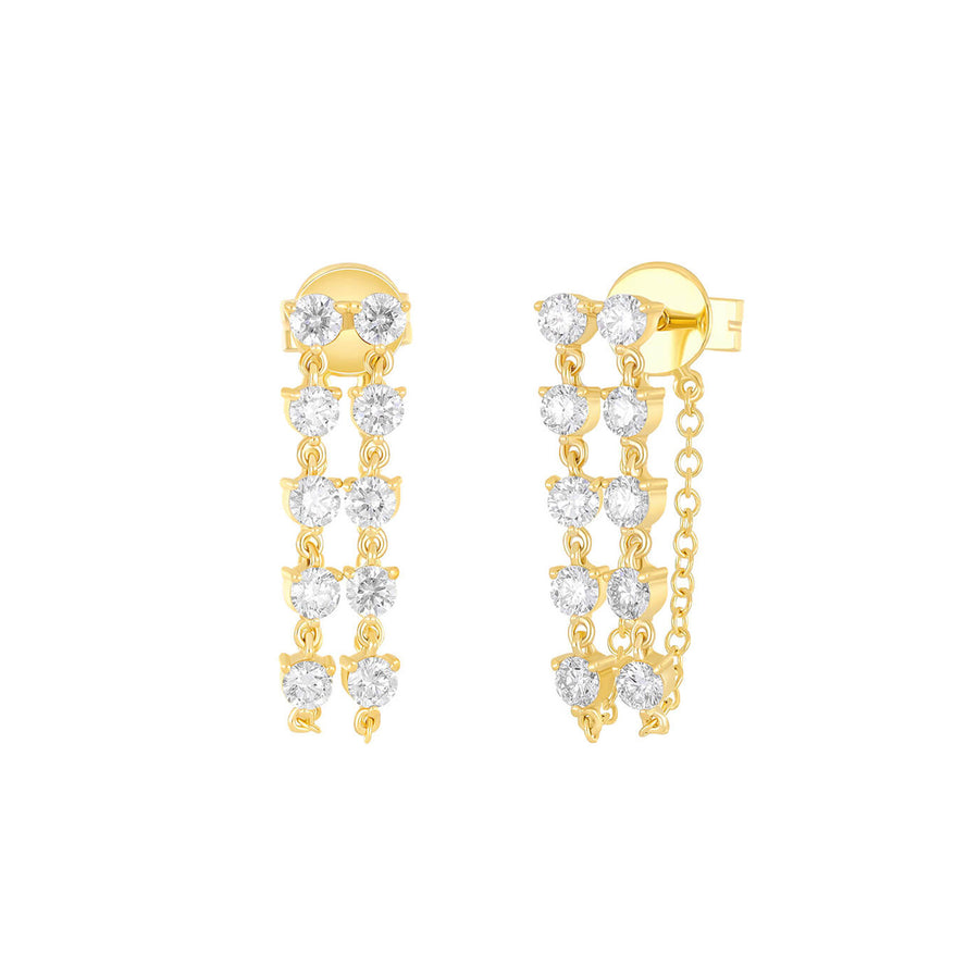 EF Collection Double Chain Stud Earrings - Earrings - Broken English Jewelry