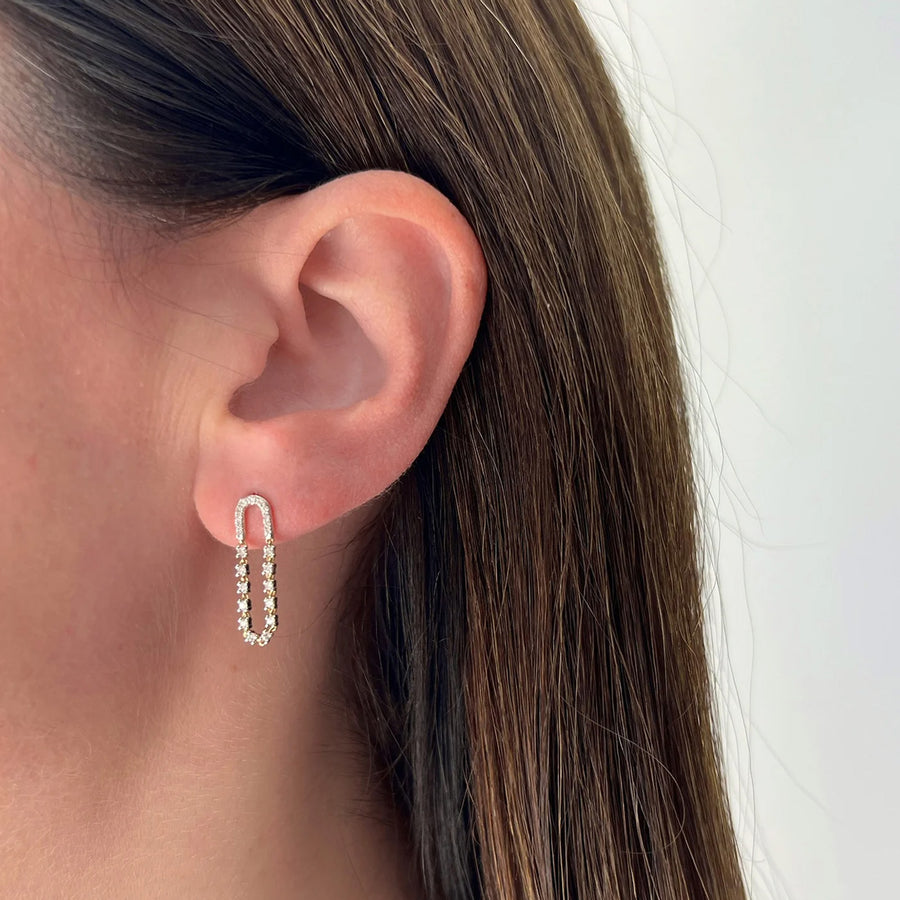 EF Collection Loop Chain Stud Earrings - Earrings - Broken English Jewelry on model