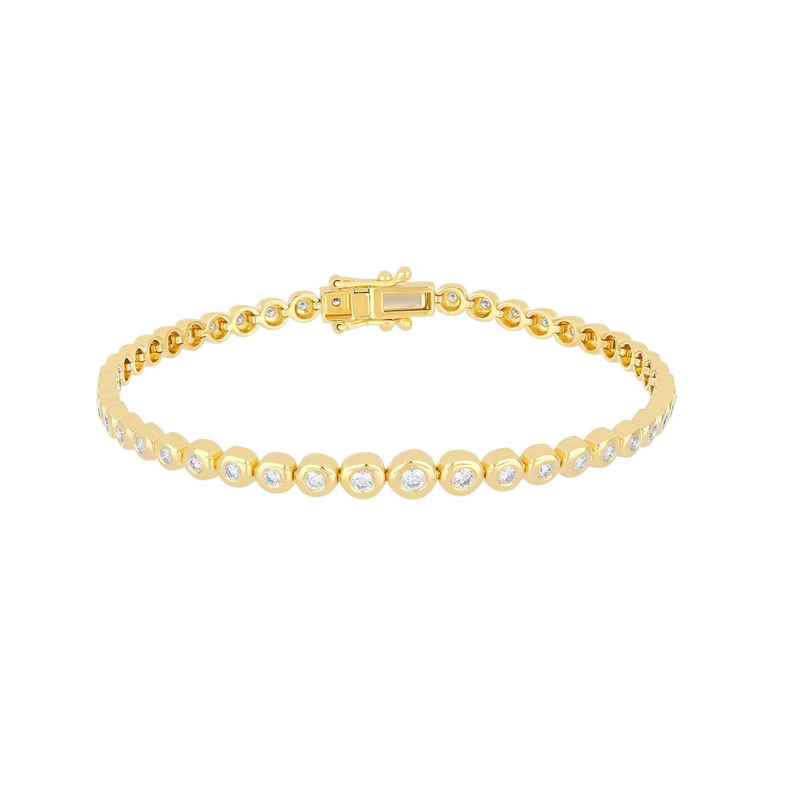 EF Collection Graduated Diamond Pillow Eternity Bracelet - Bracelets - Broken English Jewelry front view