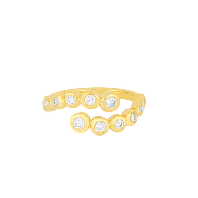 EF Collection Graduated Diamond Pillow Wrap Ring - Rings - Broken English Jewelry front view