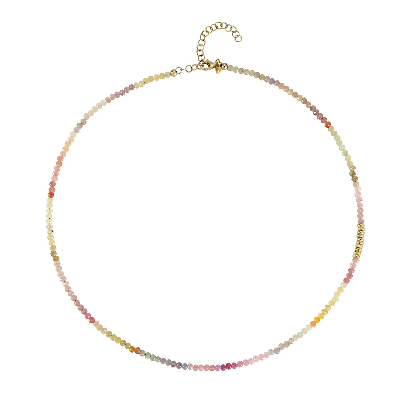 EF Collection Ombre Sapphire Birthstone Bead Necklace - 16" - Necklaces - Broken English Jewelry top view