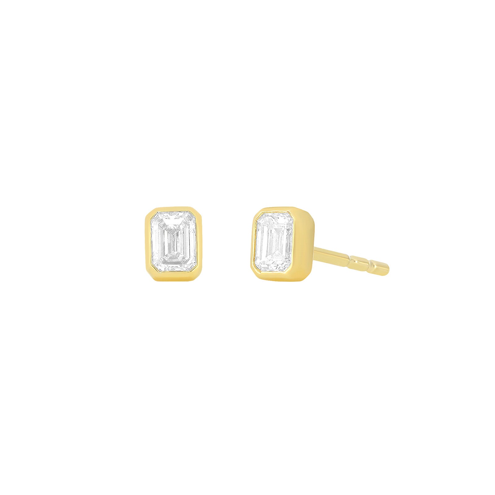EF Collection Emerald Cut Diamond Stud Earrings - Earrings - Broken English Jewelry
