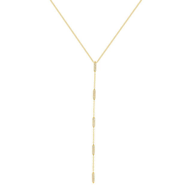 EF Collection Pave Diamond On Point Lariat Necklace - Necklaces - Broken English Jewelry