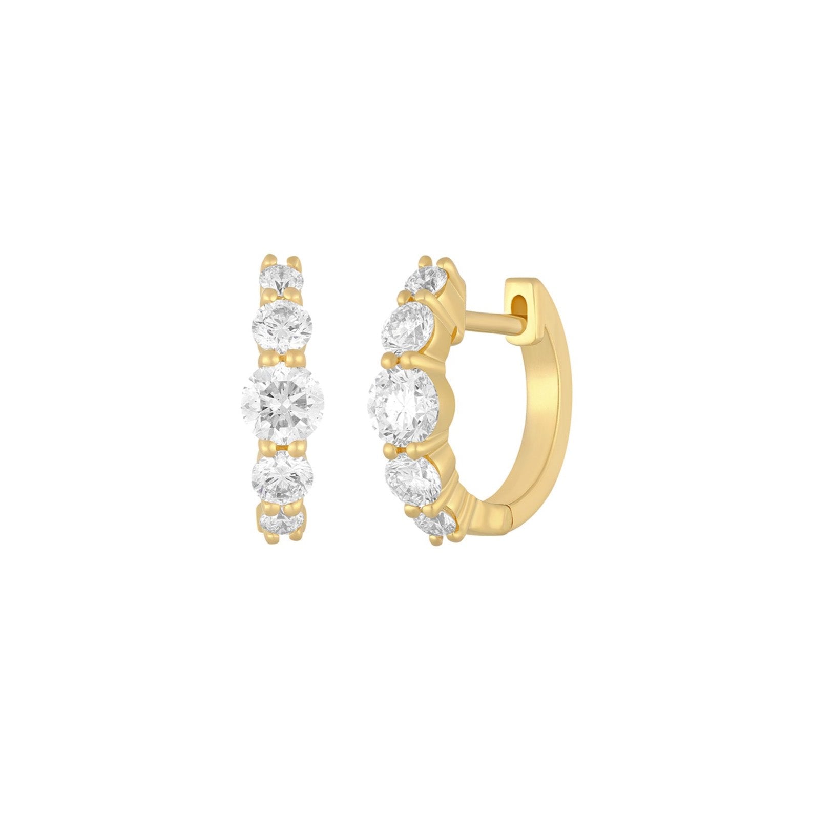 EF Collection Graduated Diamond Jumbo Huggies - Earrings - Broken English Jewelry