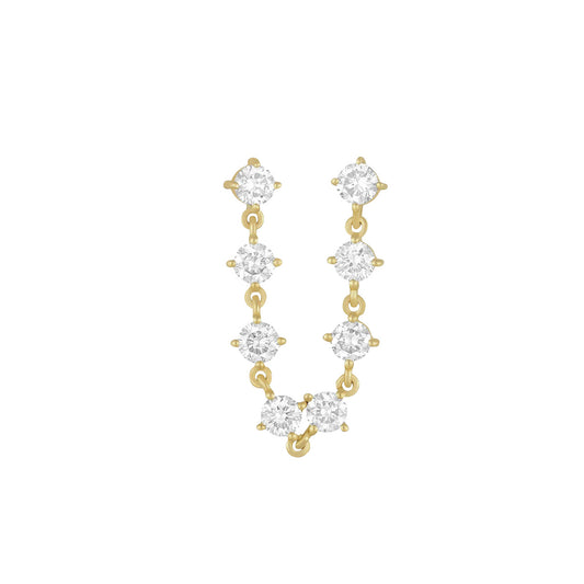 Diamond Double Chain Stud Earring - Main Img