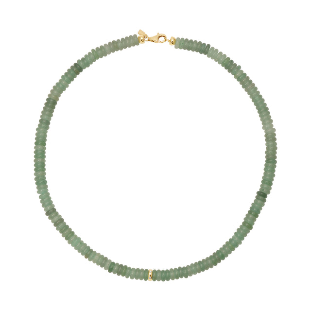 Jumbo Green Aventurine Rondelle Bead Necklace