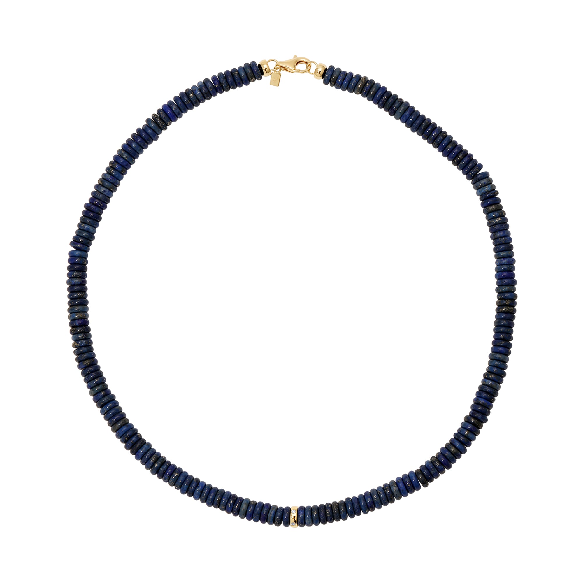 Jumbo Lapis Lazuli Rondelle Bead Necklace