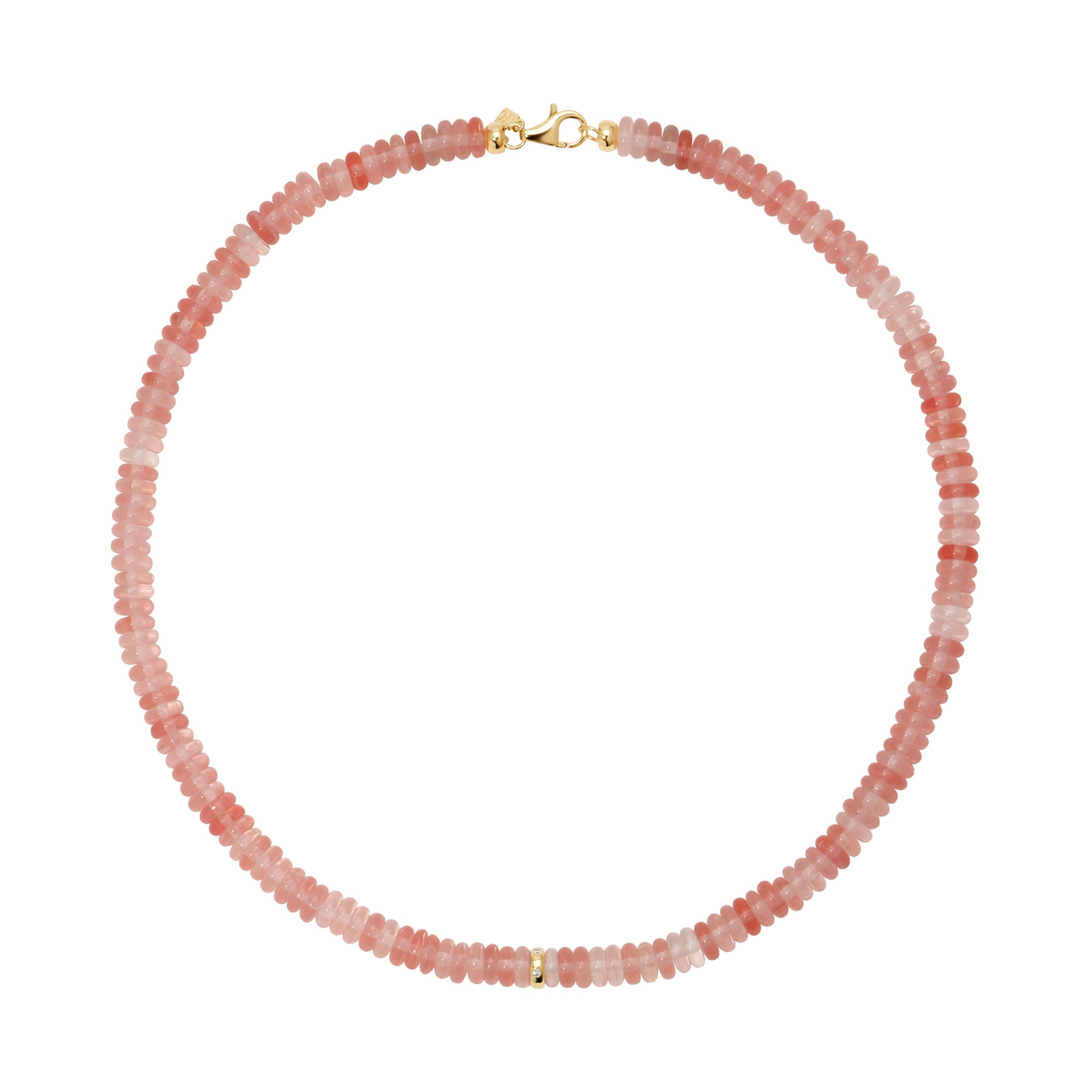 Jumbo Pink Quartz Rondelle Bead Necklace