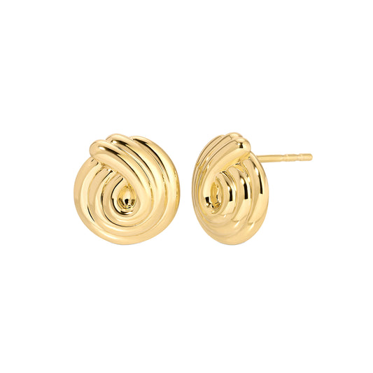 Gold Swirl Stud Earrings (PAIR) - Main Img