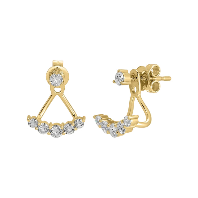 Diamond Graduated Ear Jacket Earrings