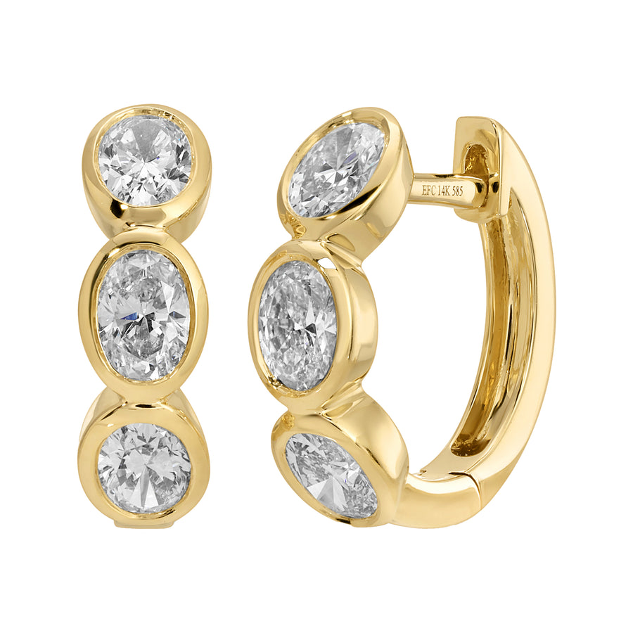 Oval Diamond Huggie Earrings