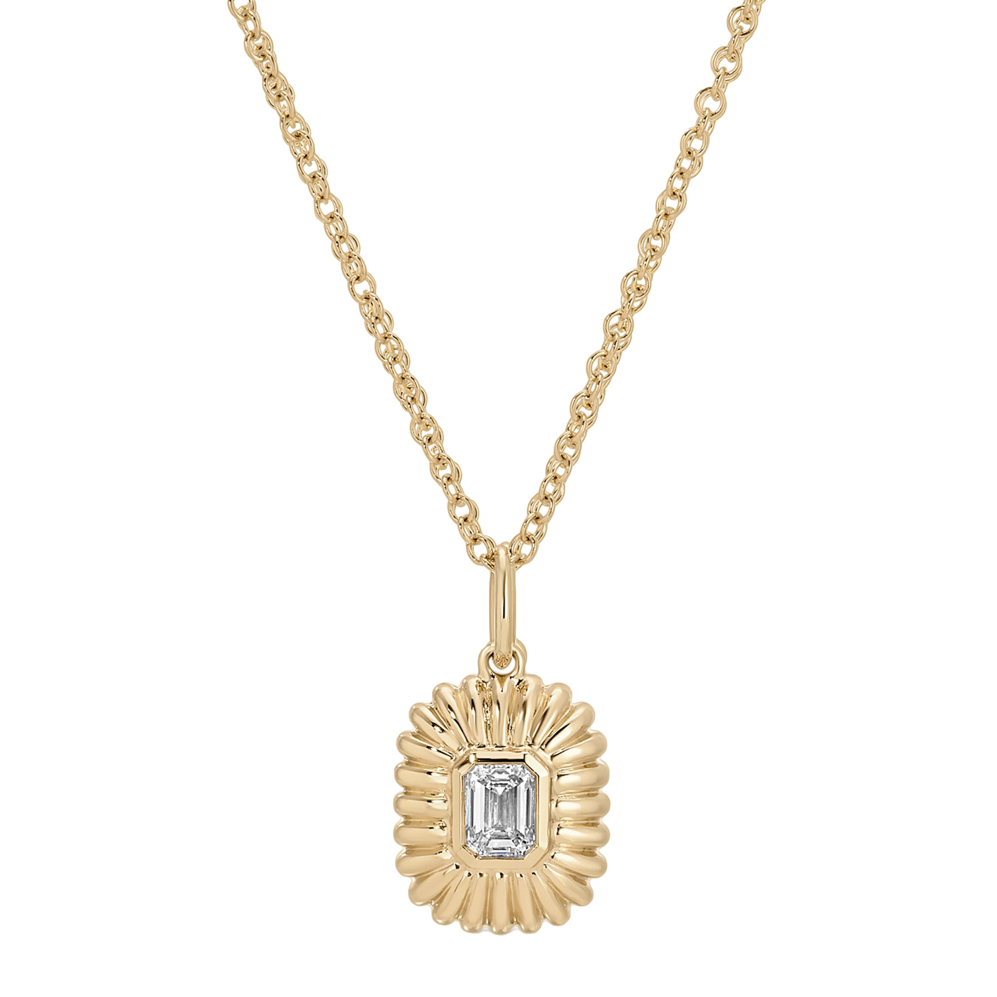Emerald Cut Diamond Fluted Necklace