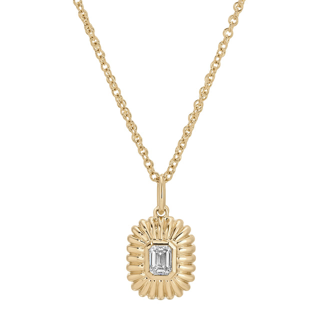 Emerald Cut Diamond Fluted Necklace