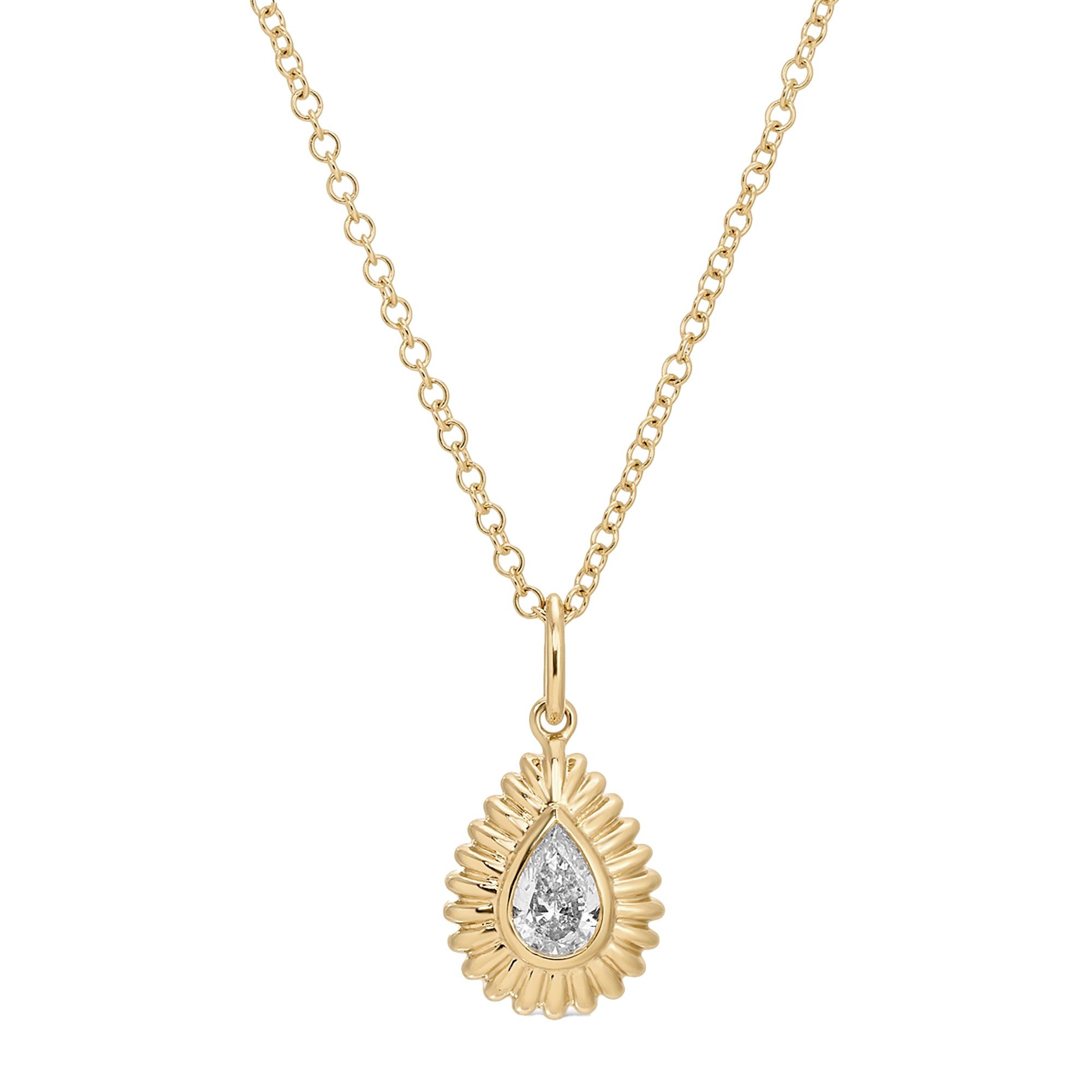 Pear Diamond Fluted Necklace