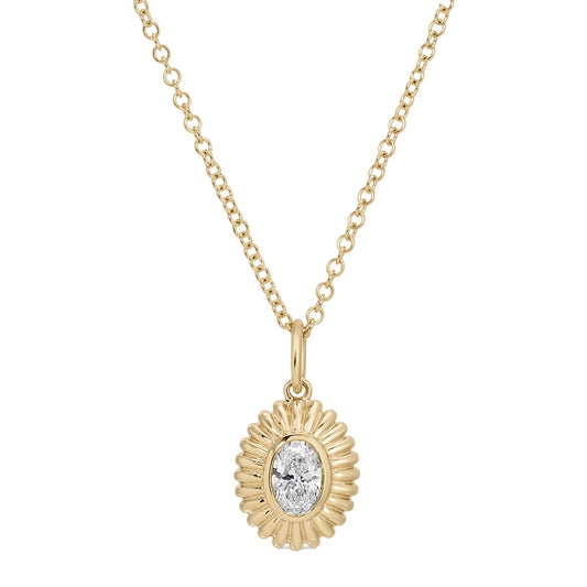 Oval Diamond Fluted Necklace - Main Img
