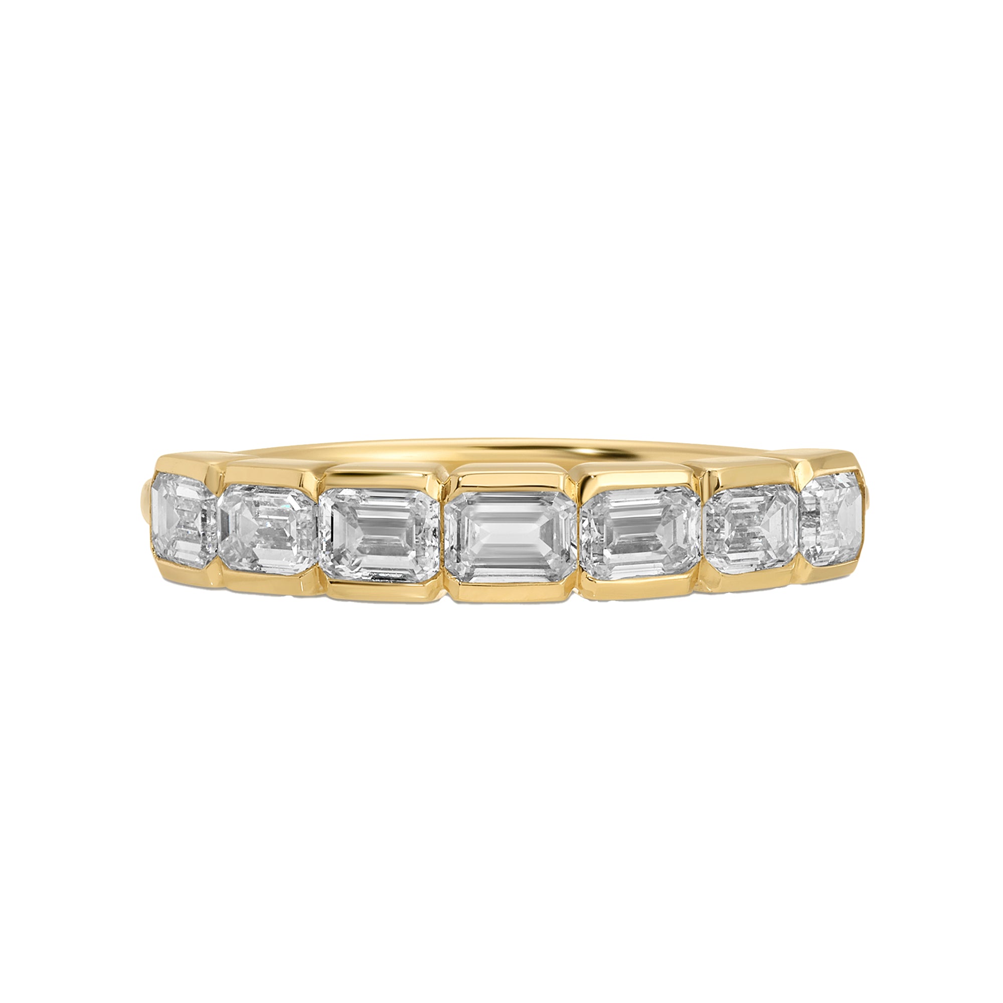 Half Bezel Emerald Cut Diamond Ring