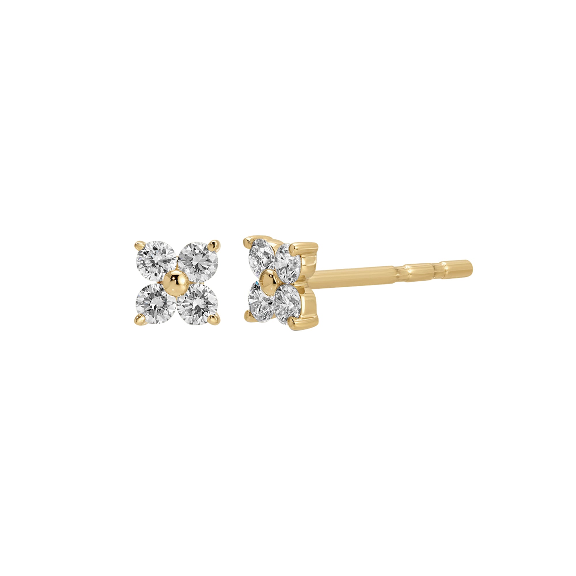 Diamond Fleur Bar Stud Earrings