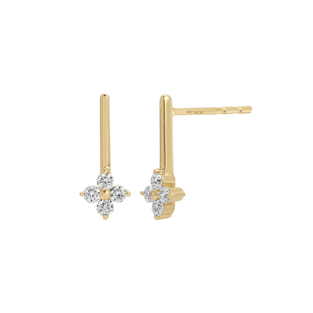 Diamond Fleur Bar Stud Earrings