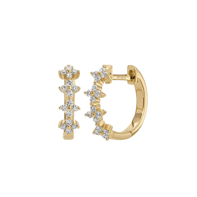 Diamond Fleur Huggie Earrings