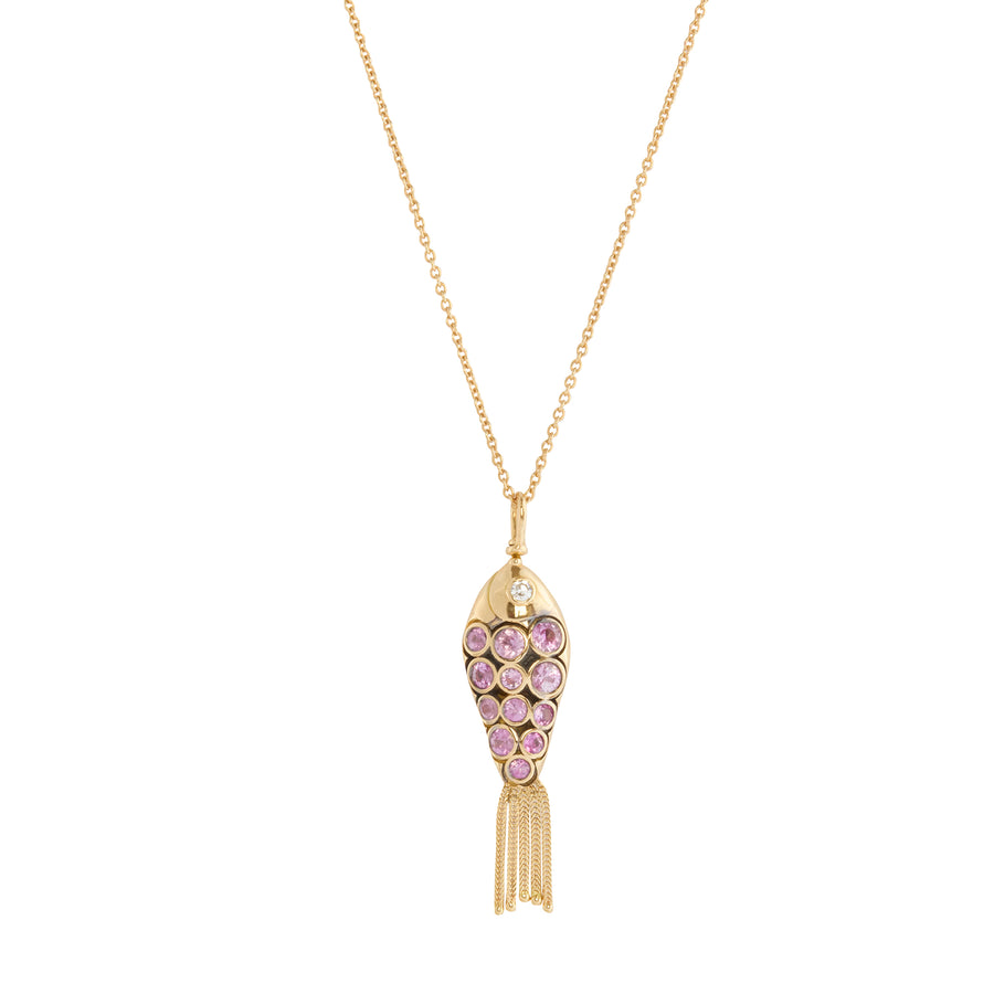 Fish for Love Pendant Necklace Pink Sappphire