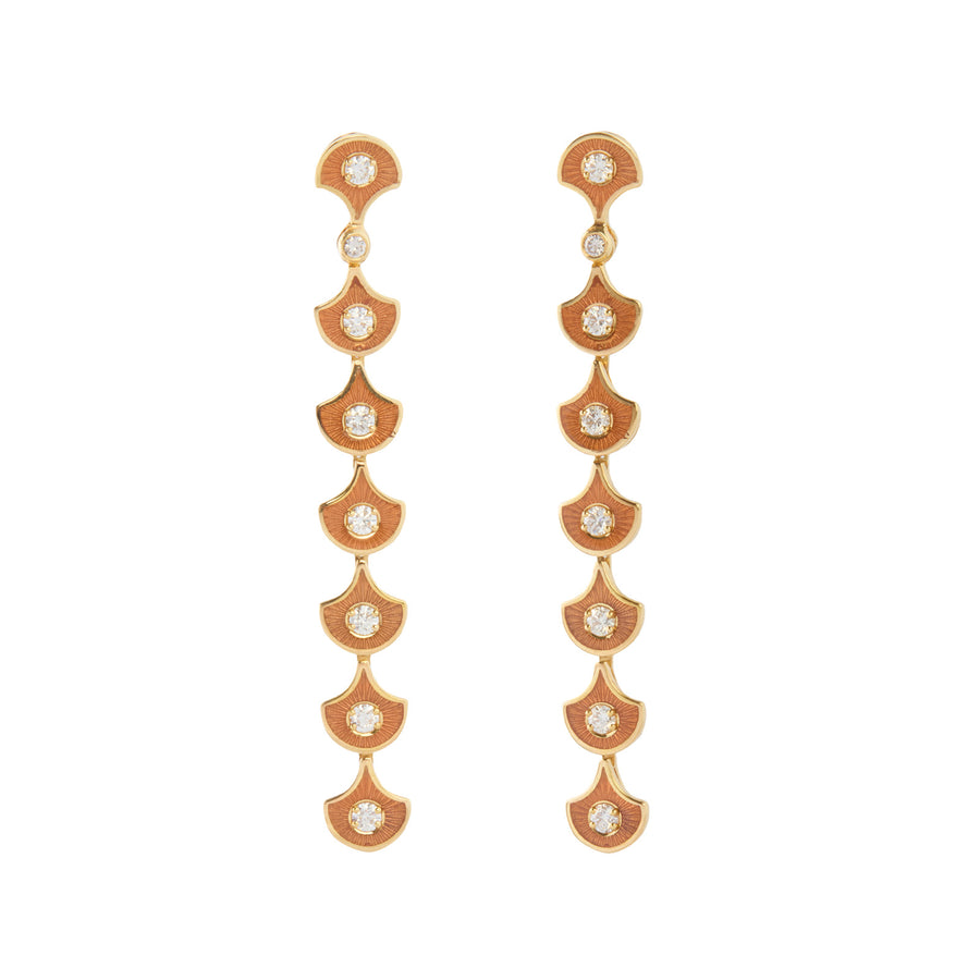 Selim Mouzannar Orange Enamel and Diamond Fish For Love Scale Earrings - Earrings - Broken English Jewelry