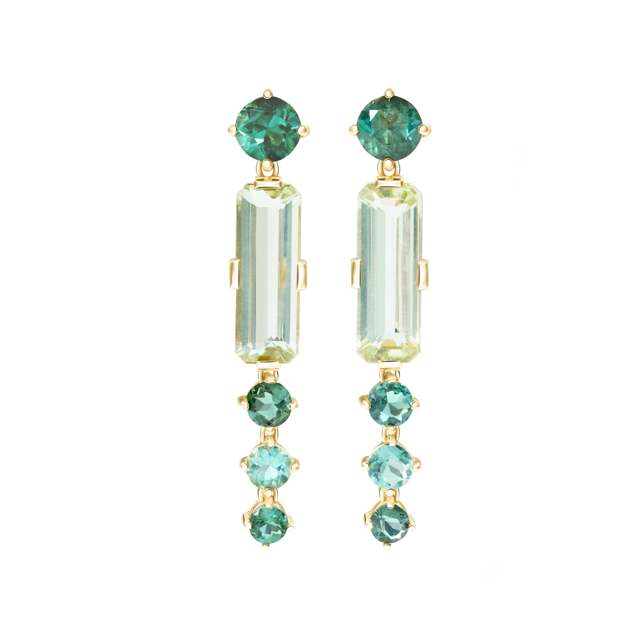Indicolite Tourmaline Bar Earrings