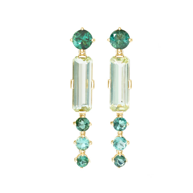 Indicolite Tourmaline Bar Earrings