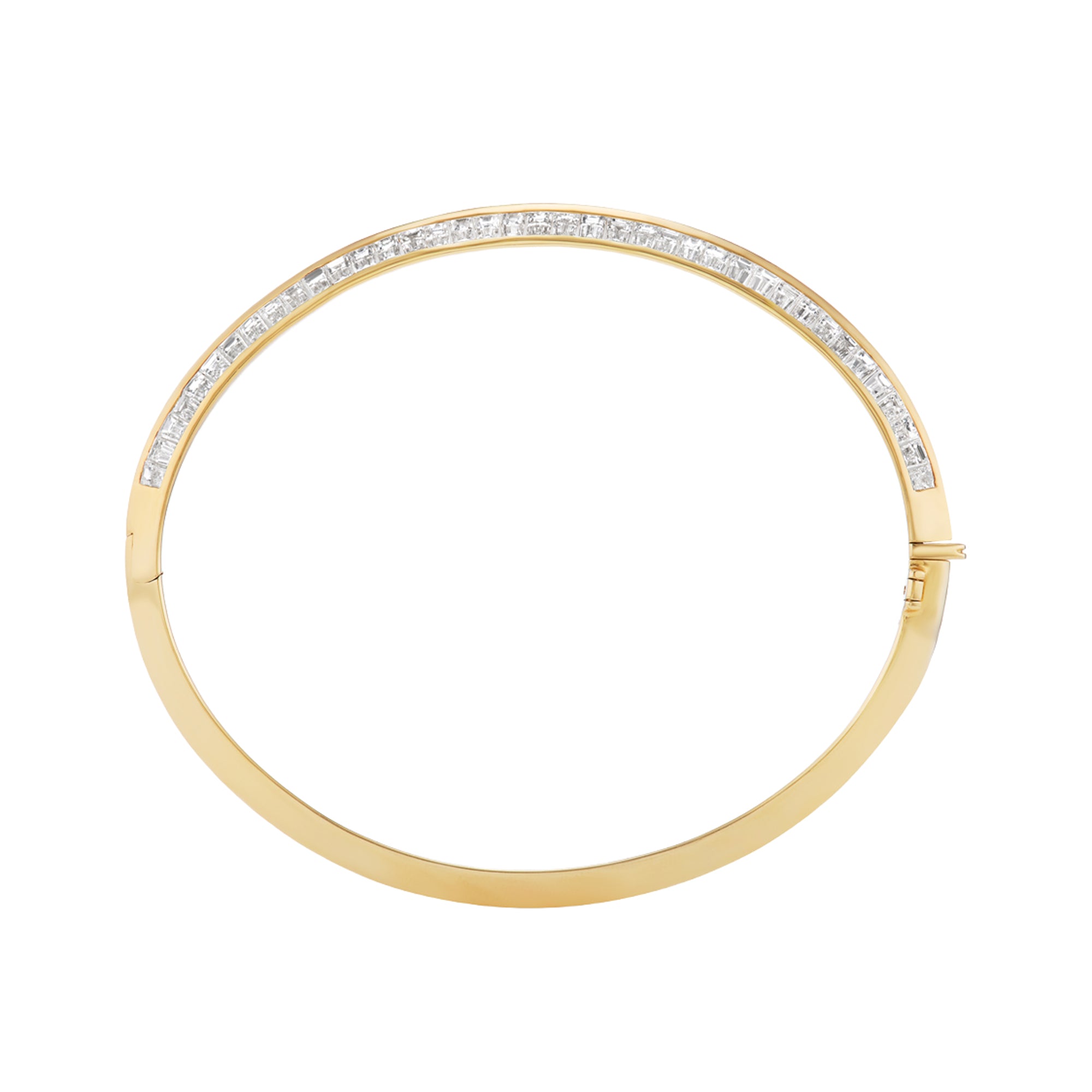 Diamond Knife Edge Bangle in Yellow Gold