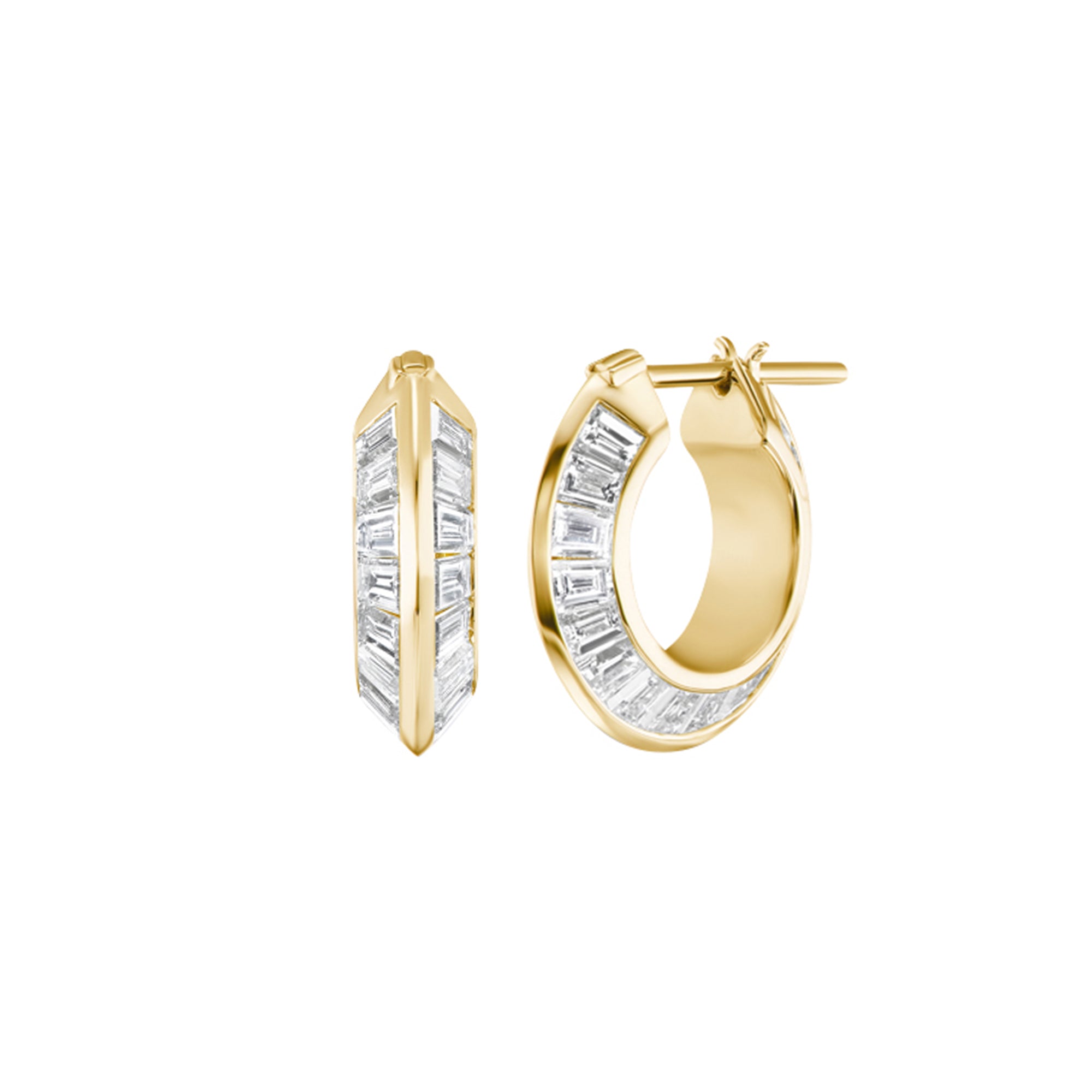 Diamond Mini Knife Edge Hoop Earrings