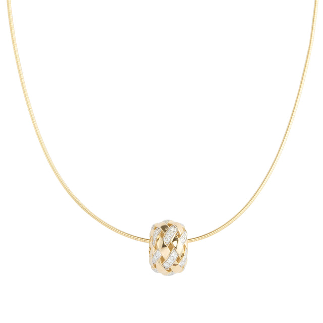 Diamond Woven Bead and Omega Chain Necklace