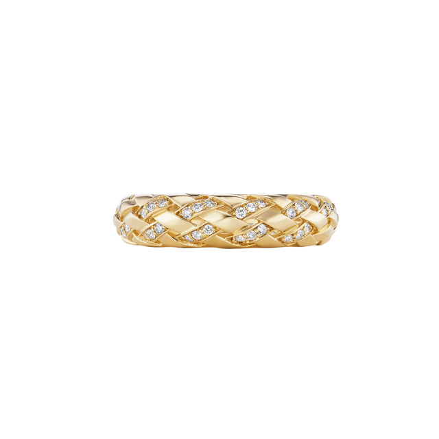 Small Pave Diamond Woven Ring