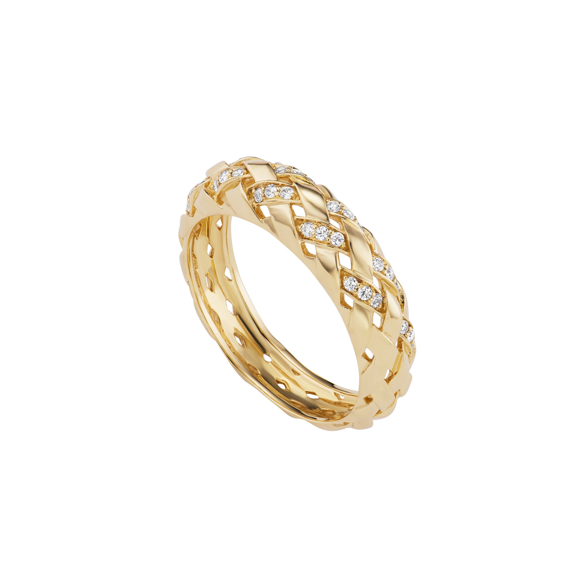 Small Pave Diamond Woven Ring