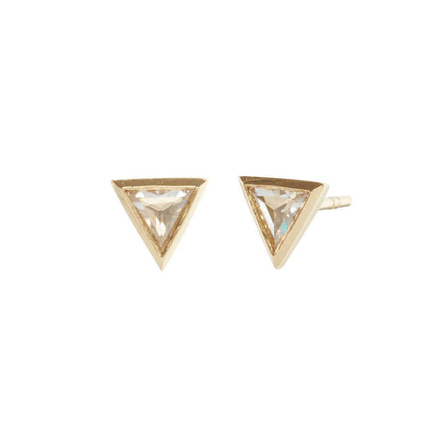 Brooke Gregson Diamond Pyramid Studs - Earrings - Broken English Jewelry front and angled view