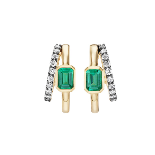 Emerald Cut Double Huggies - Main Img